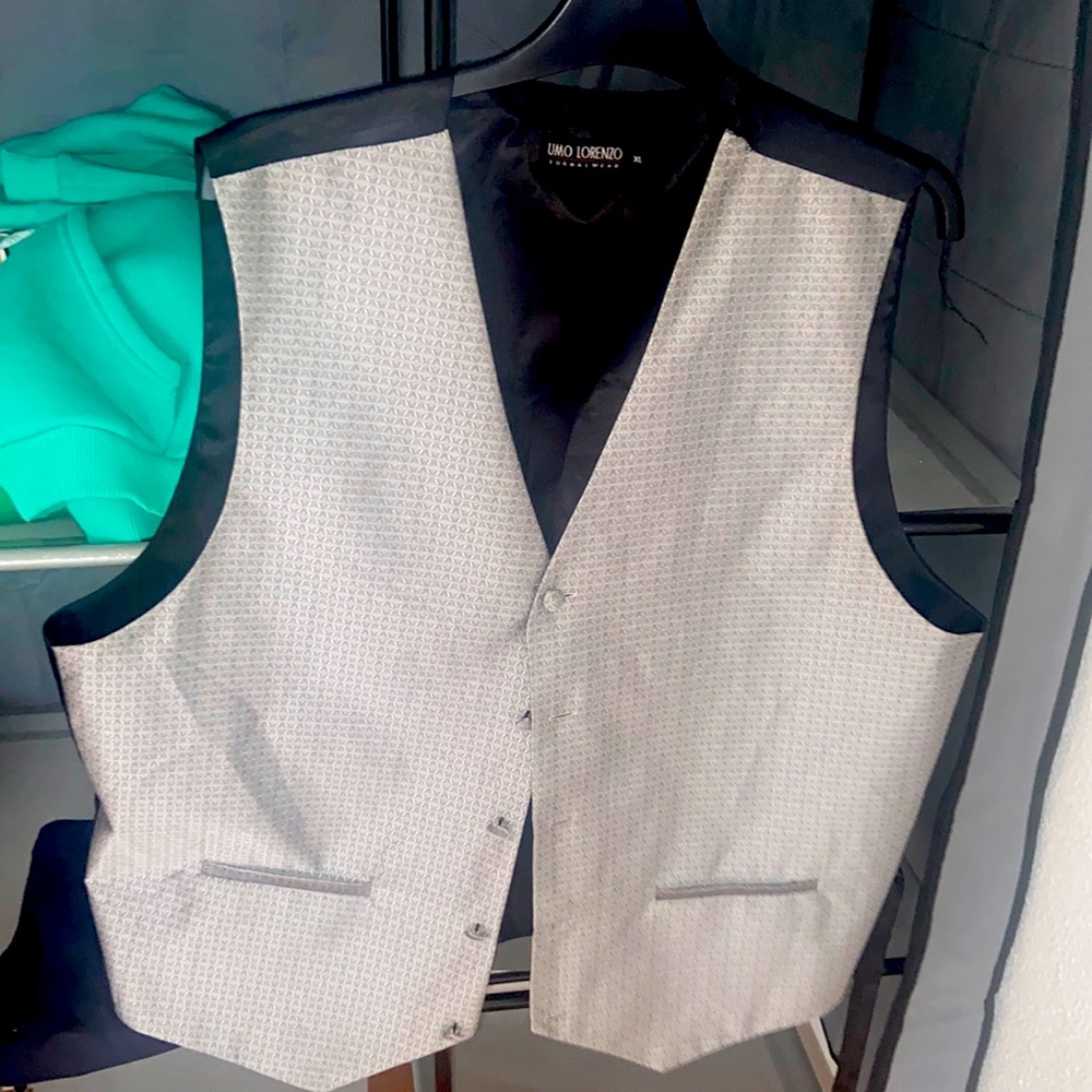 Geometric Silver Suit Vest